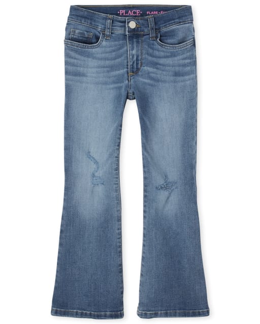 Girls Distressed Flare Jeans