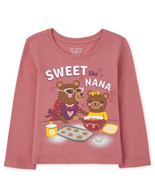 Camiseta estampada Nana de manga larga para bebés y niñas pequeñas
