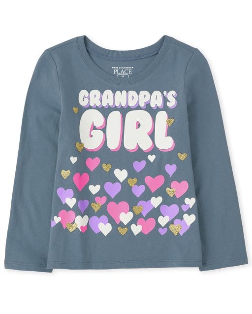 Camiseta de manga larga con gráfico de abuelo para bebés y niñas pequeñas