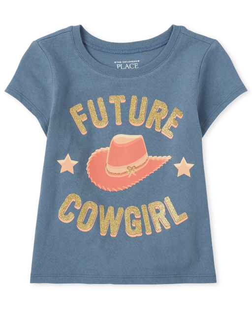 Baby And Toddler Girls Short Sleeve Future Cowgirl Graphic Tee