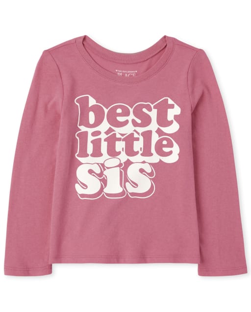 Camiseta de manga larga con estampado Best Little Sis para bebés y niñas pequeñas