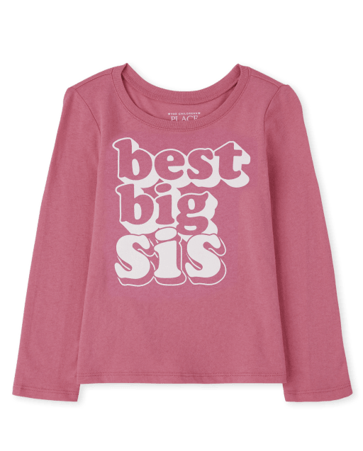 Camiseta estampada de manga larga Best Big Sis para bebés y niñas pequeñas