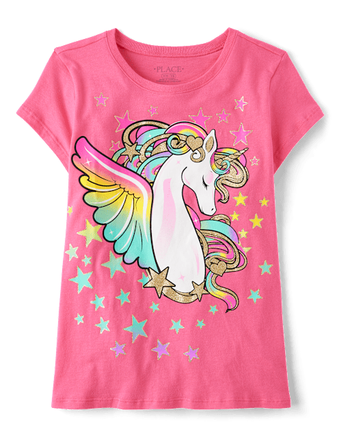 Girls Unicorn Stars Graphic Tee
