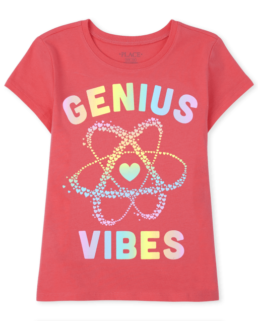 Camiseta gráfica Genius Vibes de manga corta para niñas