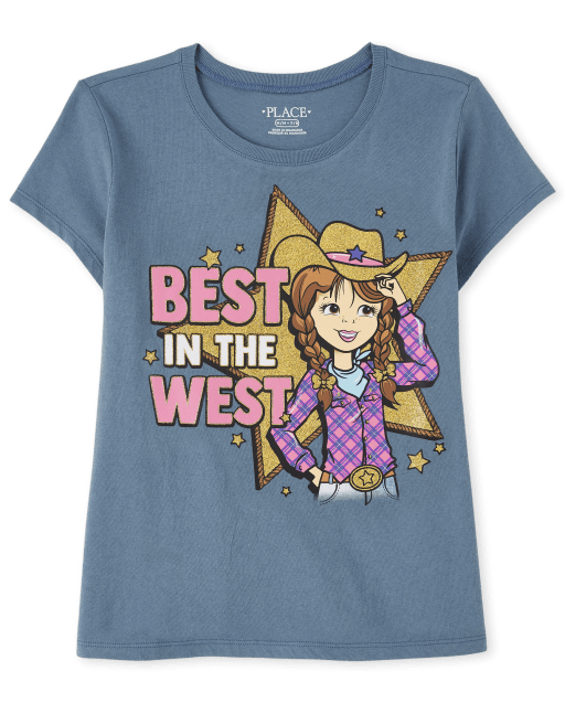 Camiseta estampada Best In The West de manga corta para niñas