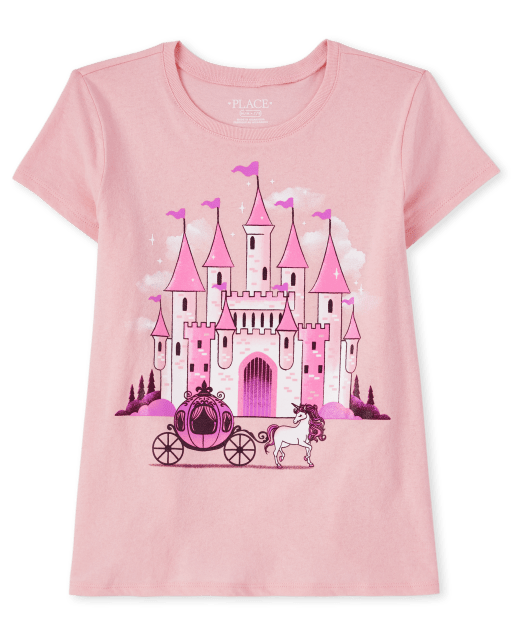 Girls Short Sleeve Castle Graphic Tee
