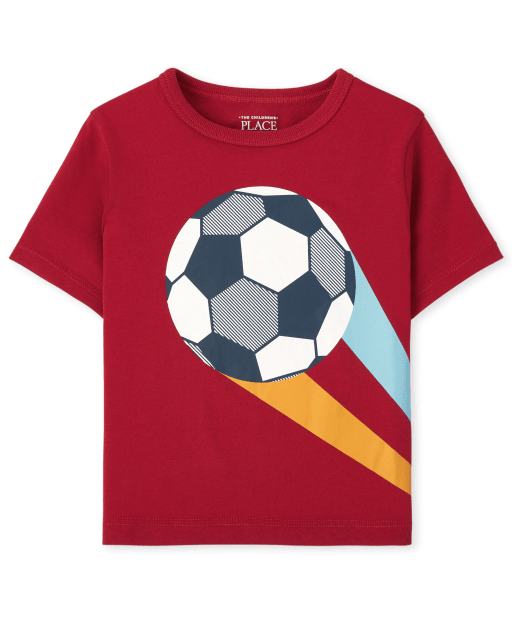 Camiseta estampada de fútbol de manga corta para niños pequeños