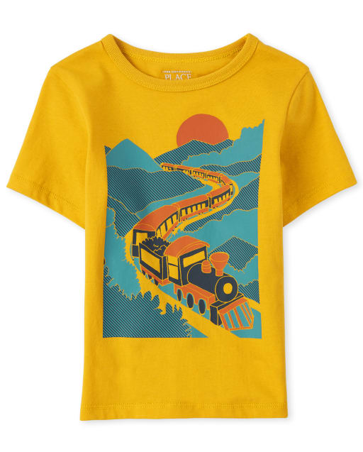 Baby And Toddler Boys Short Sleeve Train Graphic Tee
