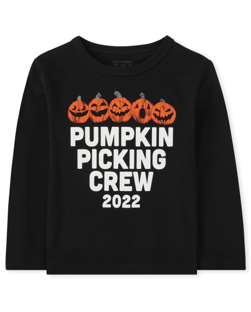 Unisex Baby And Toddler Matching Family Long Sleeve Pumpkin Picking Graphic Tee