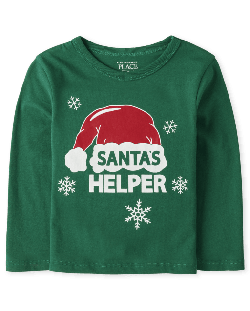 Unisex Matching Family Baby And Toddler Santa's Helper Graphic Tee