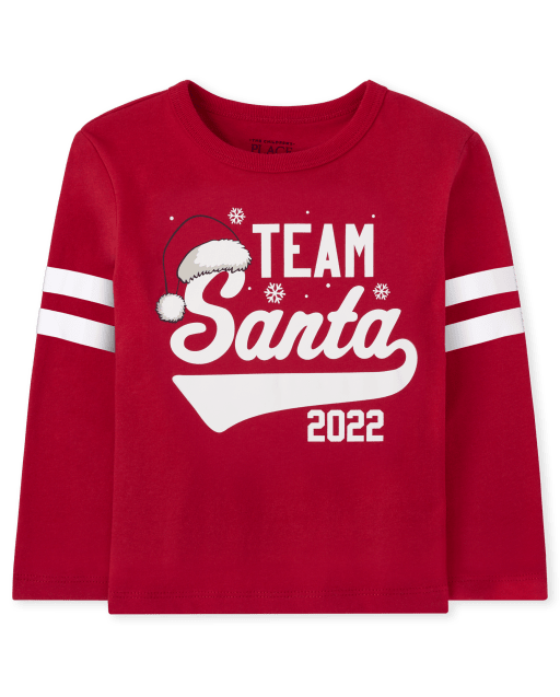 Unisex Matching Family Baby And Toddler Christmas Long Sleeve Team Santa Graphic Tee