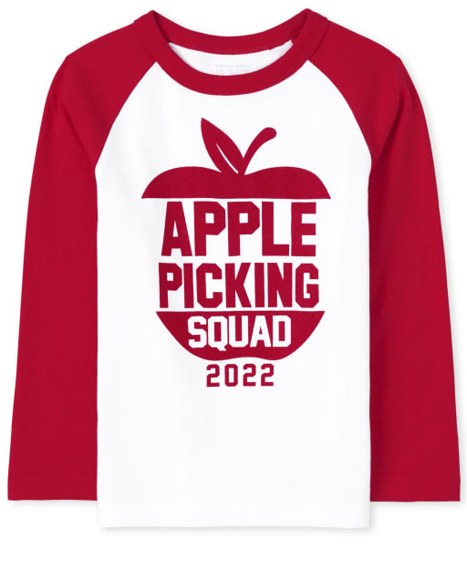 Camiseta gráfica unisex de manga larga para bebés y niños pequeños a juego con Apple Picking Squad