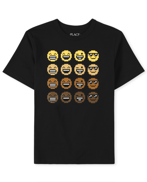 Camiseta de manga corta con gráfico de emoji para niños