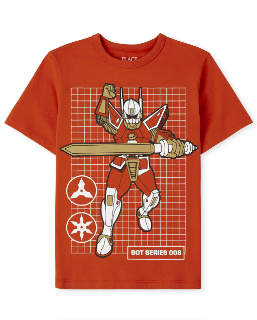 Camiseta de manga corta con gráfico de robot para niños