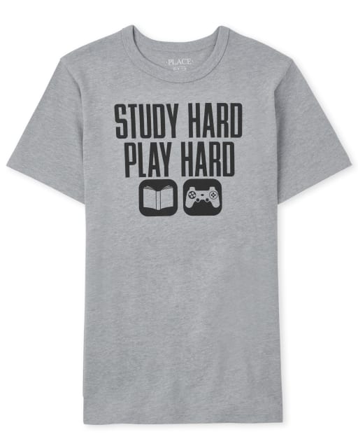 Camiseta de manga corta con gráfico Play Hard para niños