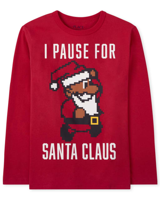 Camiseta con gráfico de pausa para Papá Noel para niños