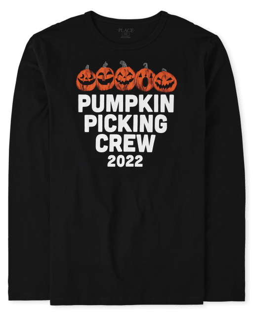 Unisex Adult Matching Family Long Sleeve Pumpkin Picking Graphic Tee