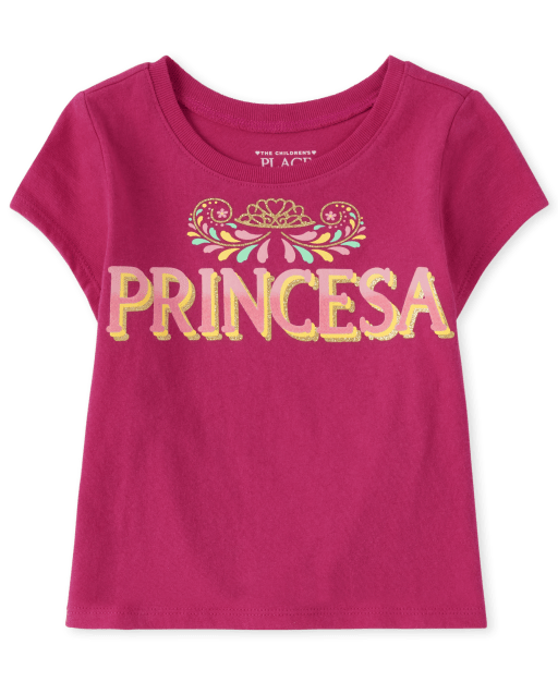 Baby And Toddler Girls Short Sleeve Princesa Graphic Tee