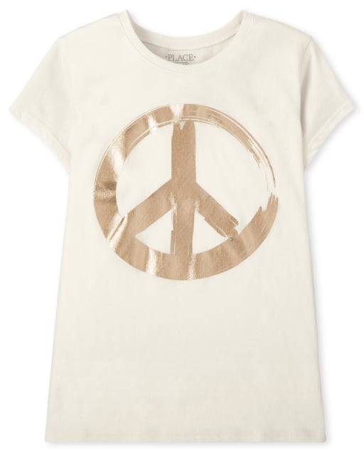 Camiseta de manga corta con estampado Peace para niñas