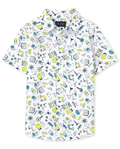 Boys Doodle Poplin Button Up Shirt