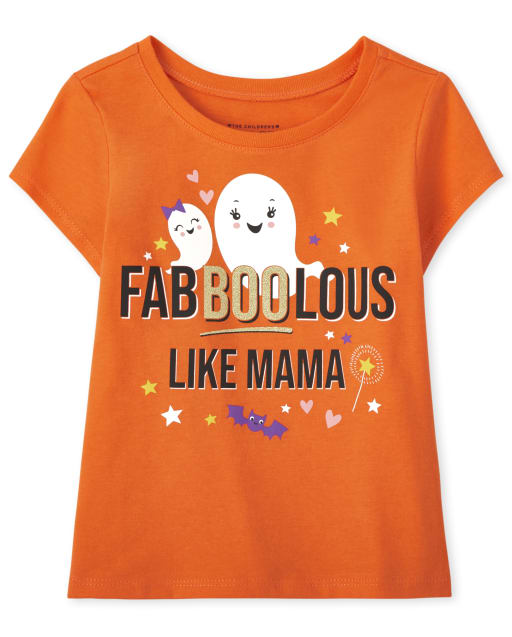 Camiseta estampada de manga corta Fabboolous de Halloween para niñas pequeñas y bebés