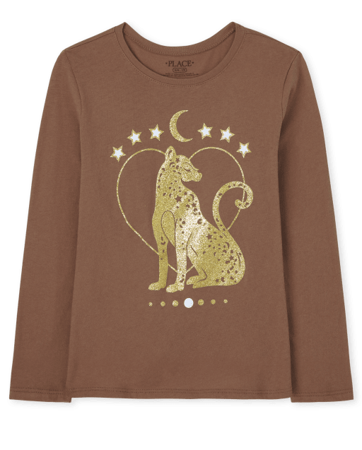 T-shirt graphique guépard pour filles