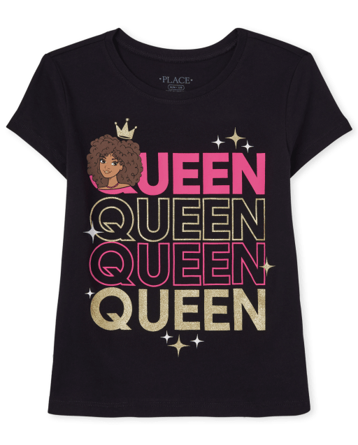 Girls Short Sleeve Queen Graphic Tee
