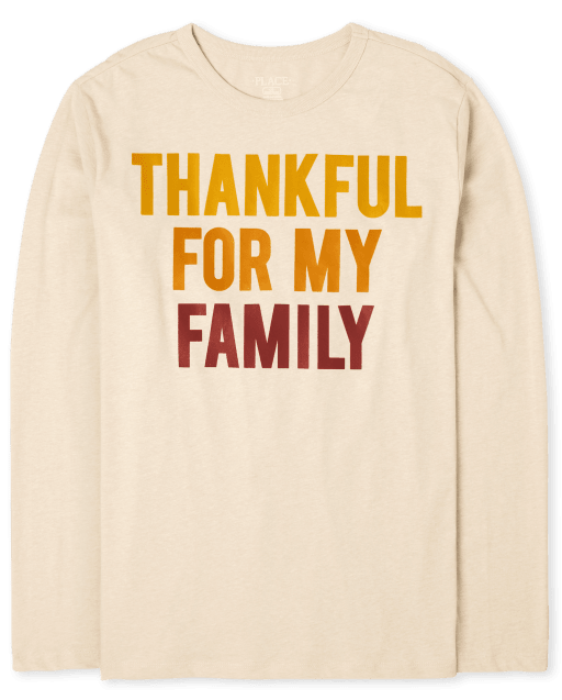 Camiseta gráfica de agradecimiento de manga larga familiar a juego unisex para adultos