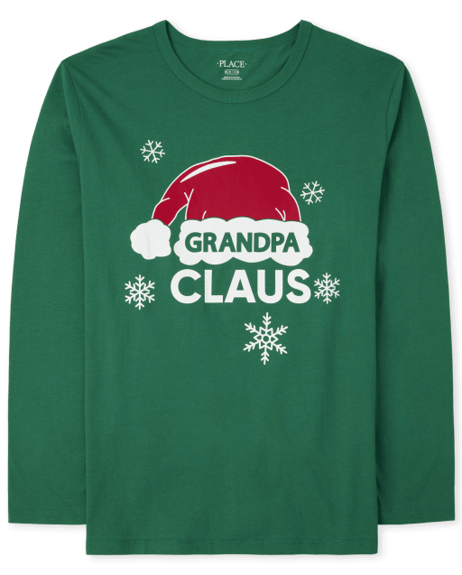 Mens Matching Family Christmas Long Sleeve Grandpa Claus Graphic Tee
