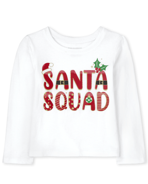Baby And Toddler Girls Santa Squad Graphic Tee