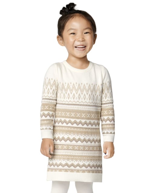 Baby And Toddler Girls Long Sleeve Fairisle Sweater Dress