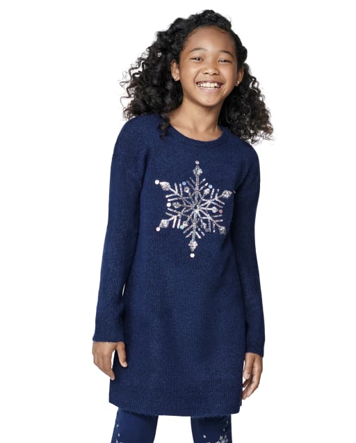 Girls Snowflake Sweater Dress