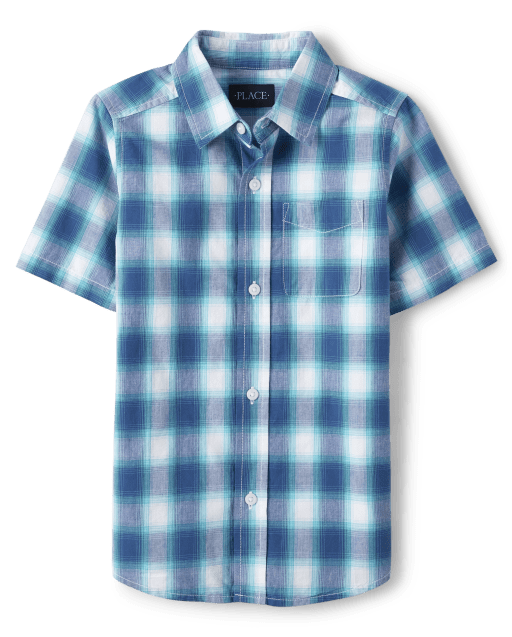 Boys Plaid Poplin Button Down Shirt