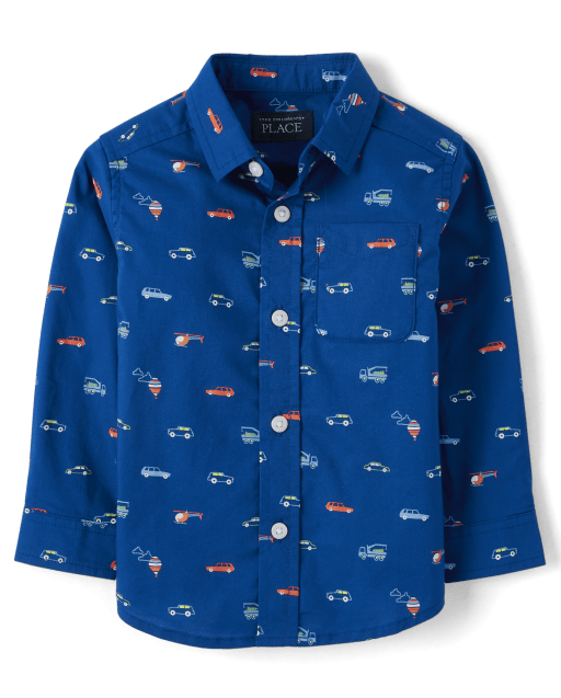 Camisa con botones de popelín con estampado para bebés y niños pequeños