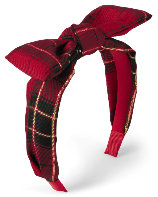 Girls Matching Family Christmas Plaid Top Knot Headband