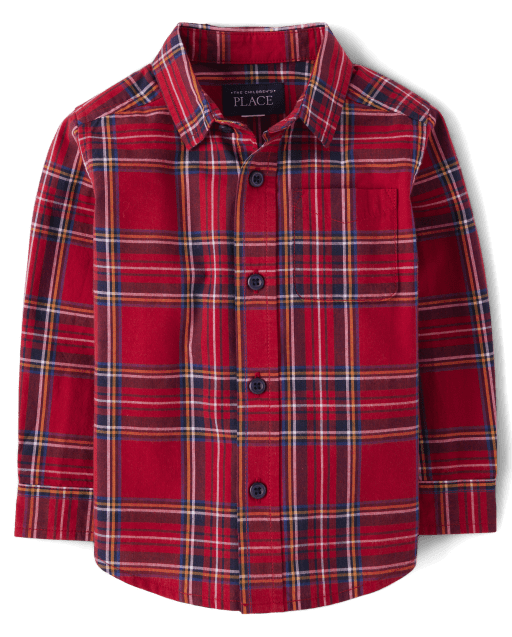 Baby And Toddler Boys Matching Family Plaid Poplin Button Down Shirt