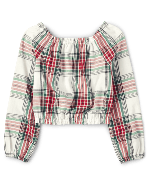 Haut smocké à carreaux pour fille