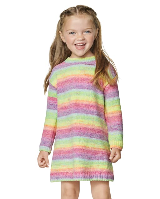 Baby And Toddler Girls Rainbow Striped Sweater Dress