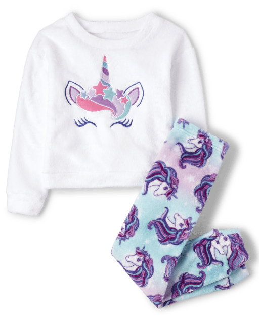 Girls Unicorn Fleece Pajamas