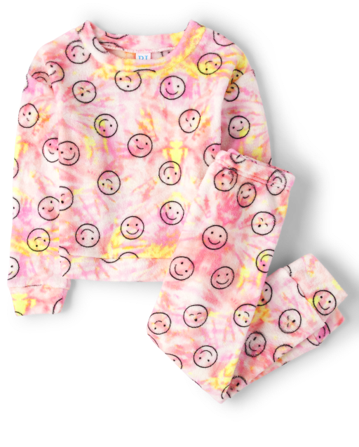 Girls Tie Dye Happy Face Pajamas