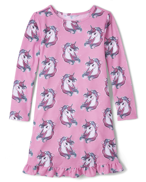 Girls Unicorn Ruffle Nightgown