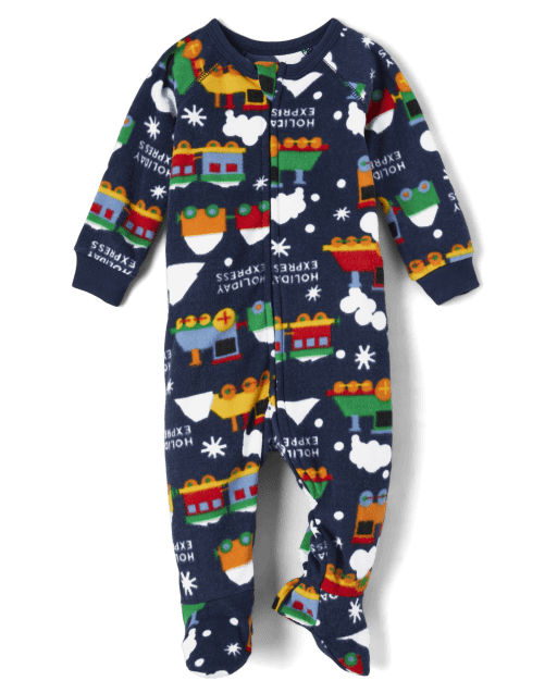 Baby And Toddler Boys Trains Fleece One Piece Pajamas