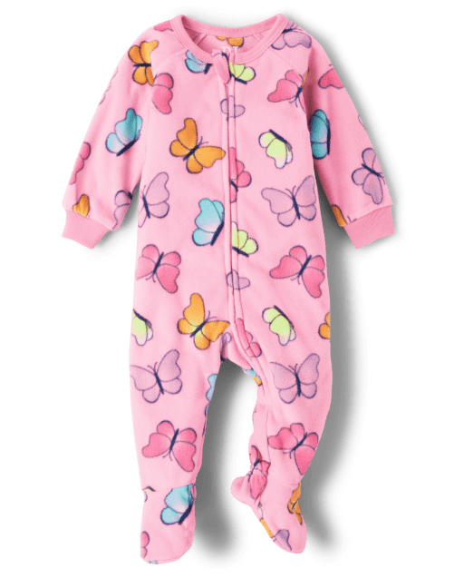 Pyjama une pièce en polaire papillon pour bébé et toute-petite fille