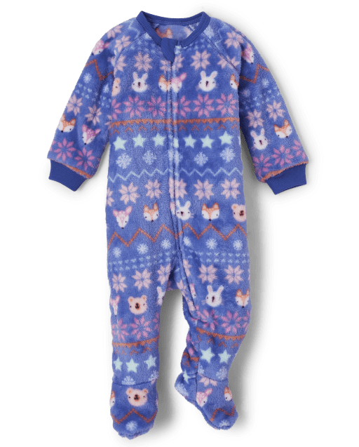 Baby And Toddler Girls Animal Fleece One Piece Pajamas