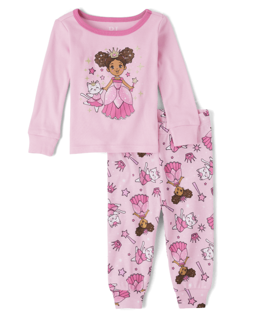 Baby And Toddler Girls Princess Snug Fit Cotton Pajamas
