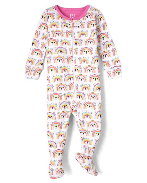 Baby And Toddler Girls Rainbow Koala Snug Fit Cotton One Piece Pajamas