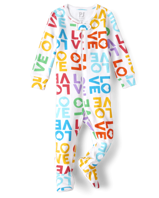 Baby And Toddler Girls Rainbow Love Snug Fit Cotton One Piece Pajamas