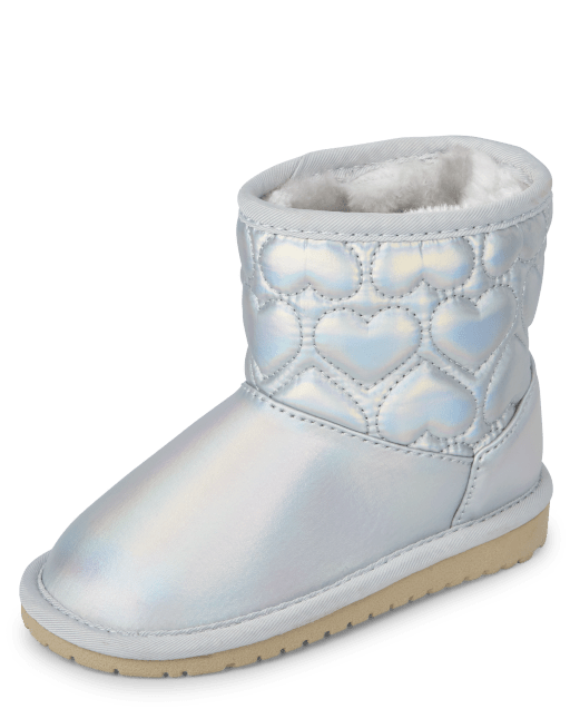 Toddler Girls Holographic Quilted Heart Chalet Boots