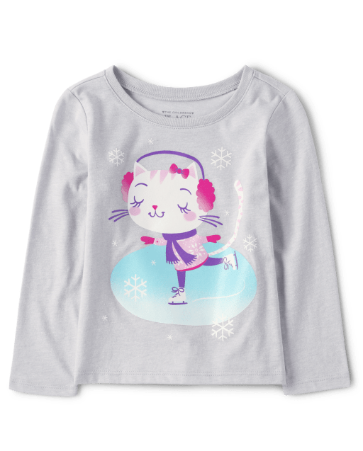 Baby And Toddler Girls Cat Graphic Tee