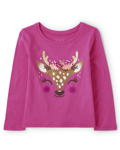 Camiseta con estampado de ciervos para bebés y niñas pequeñas